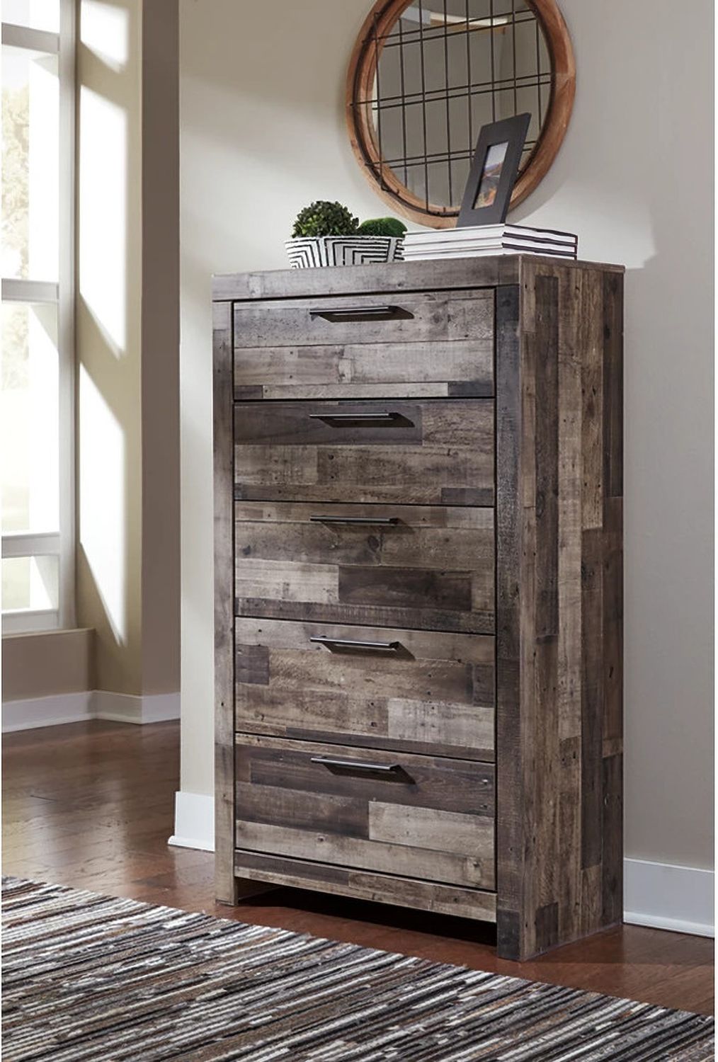 Derekson Multi Gray Five Drawer Chest B20046