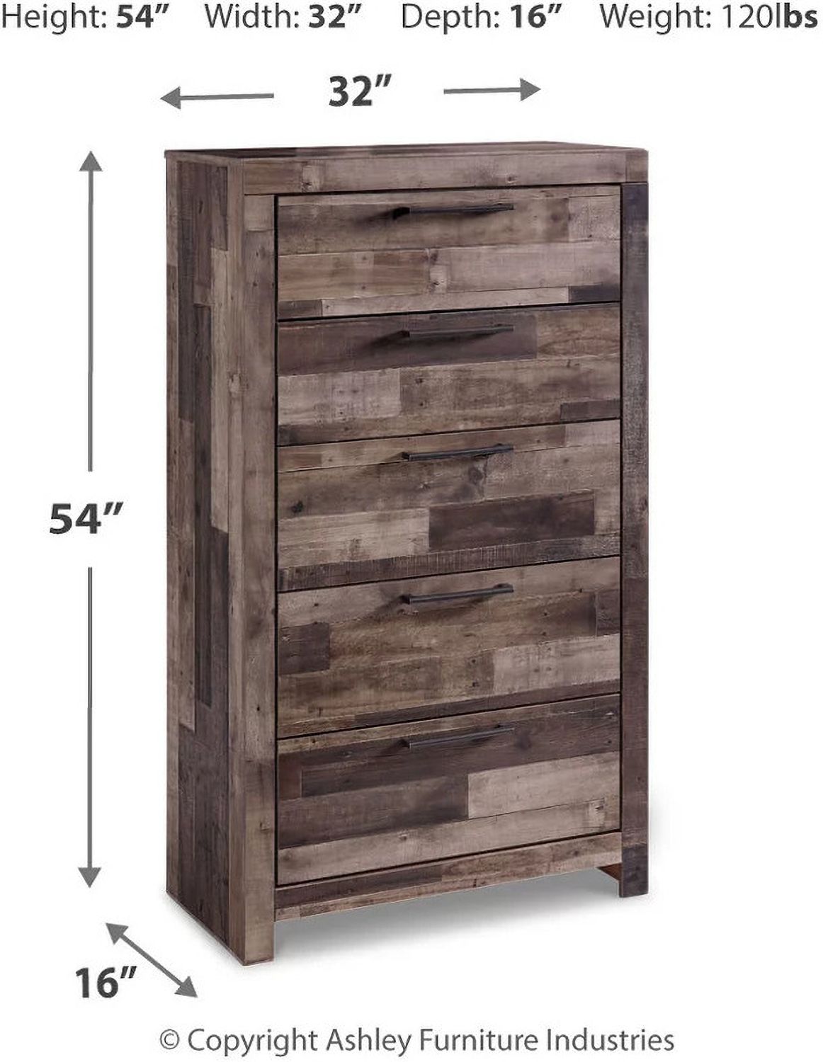 Derekson Multi Gray Five Drawer Chest B20046