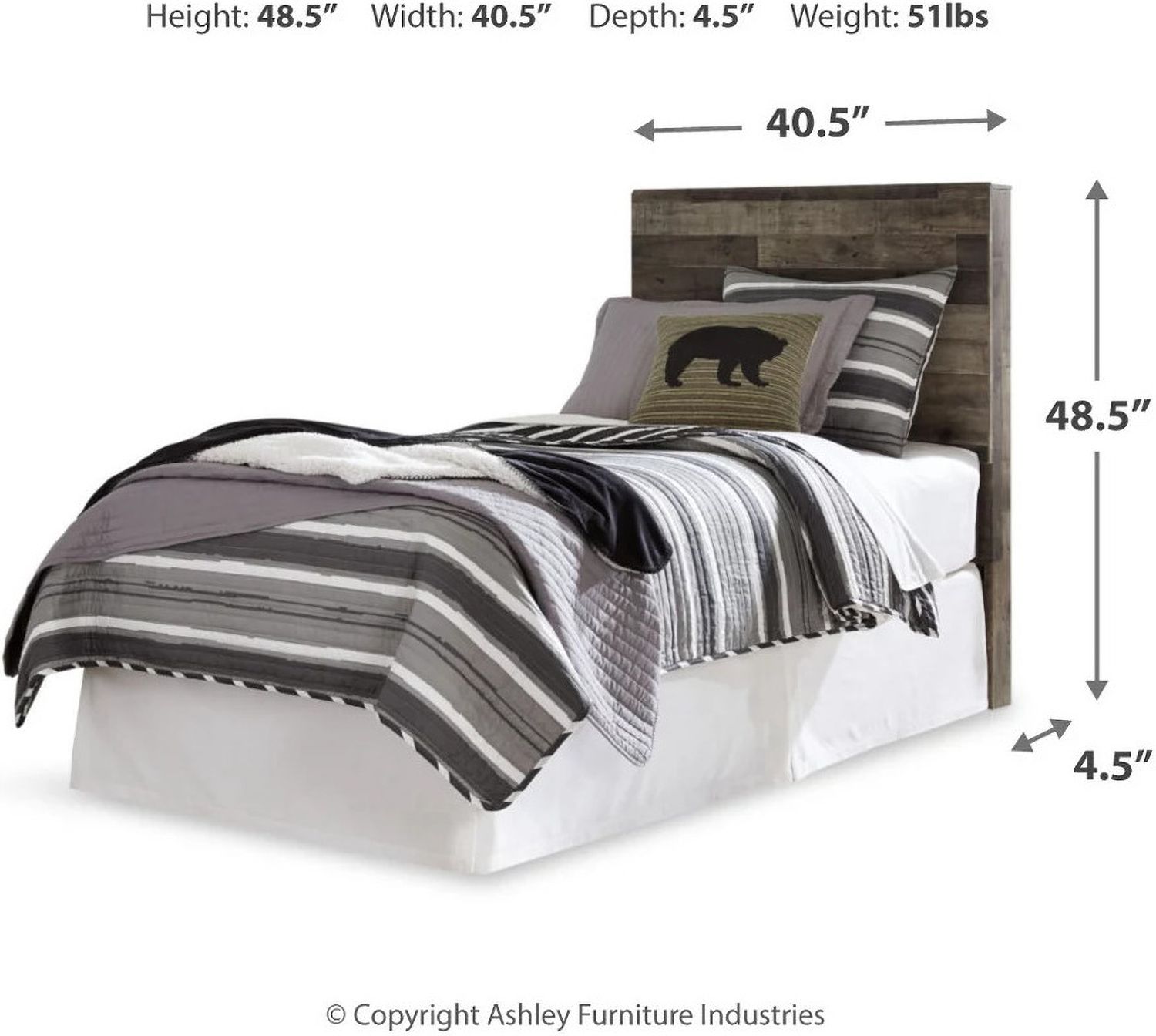 Derekson Twin Panel Headboard In Multi Gray B20053