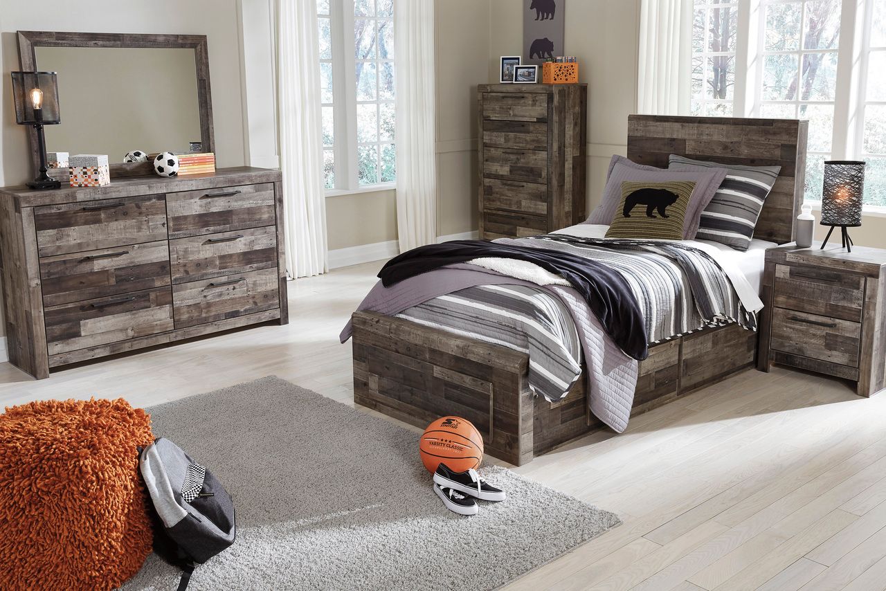 Derekson Twin Panel Headboard In Multi Gray B20053