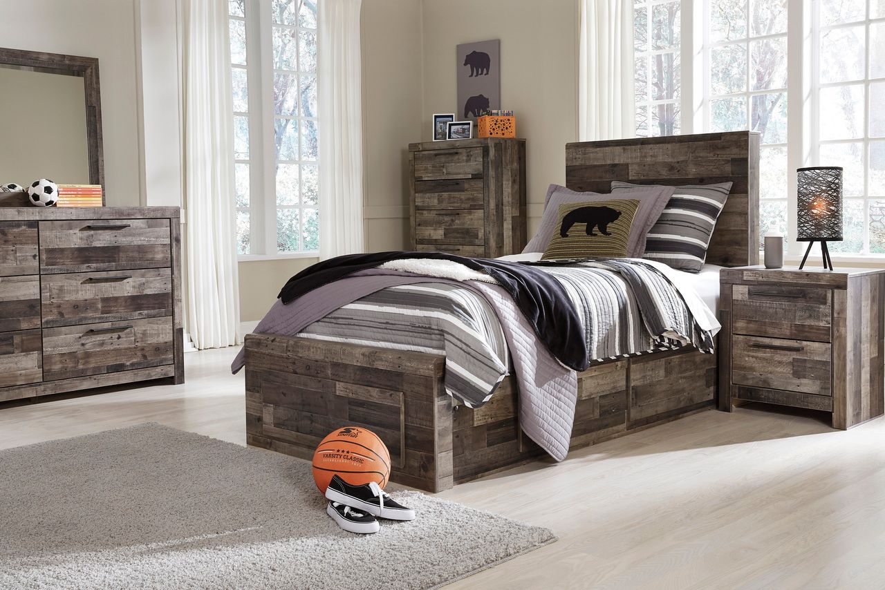 Derekson Twin Panel Headboard In Multi Gray B20053