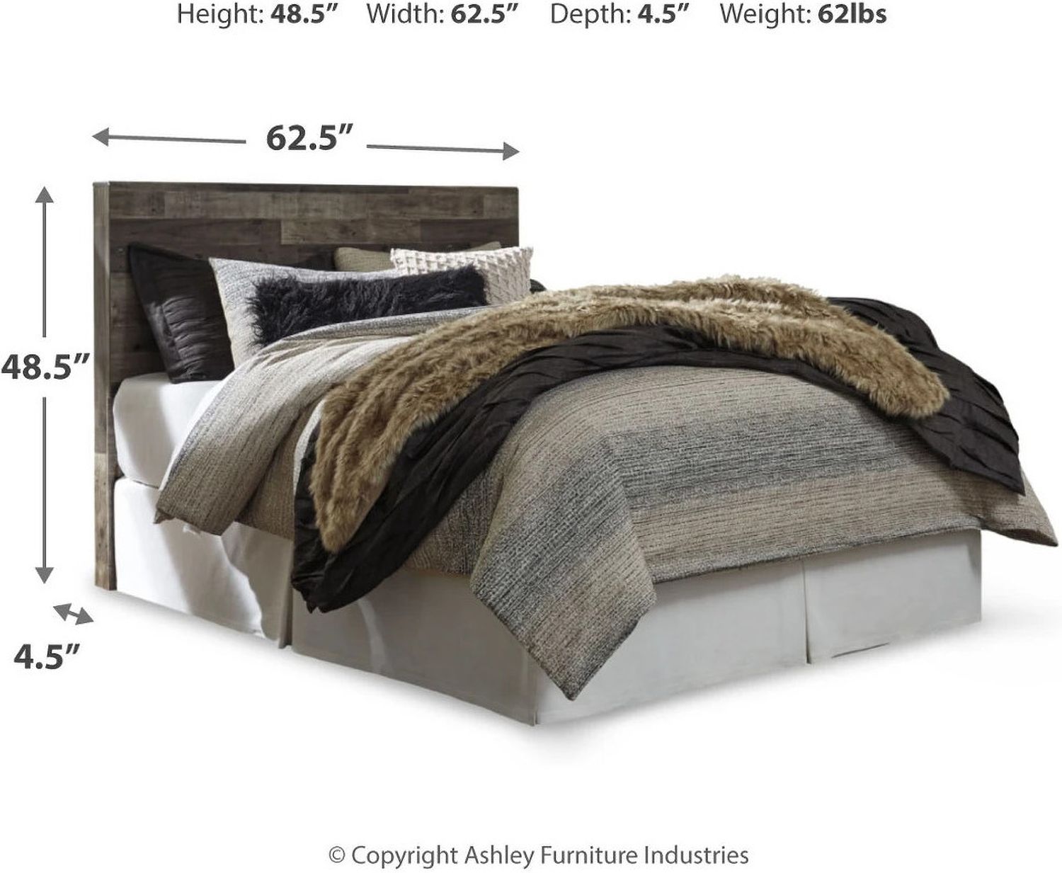 Derekson Queen Panel Headboard In Multi Gray B20057