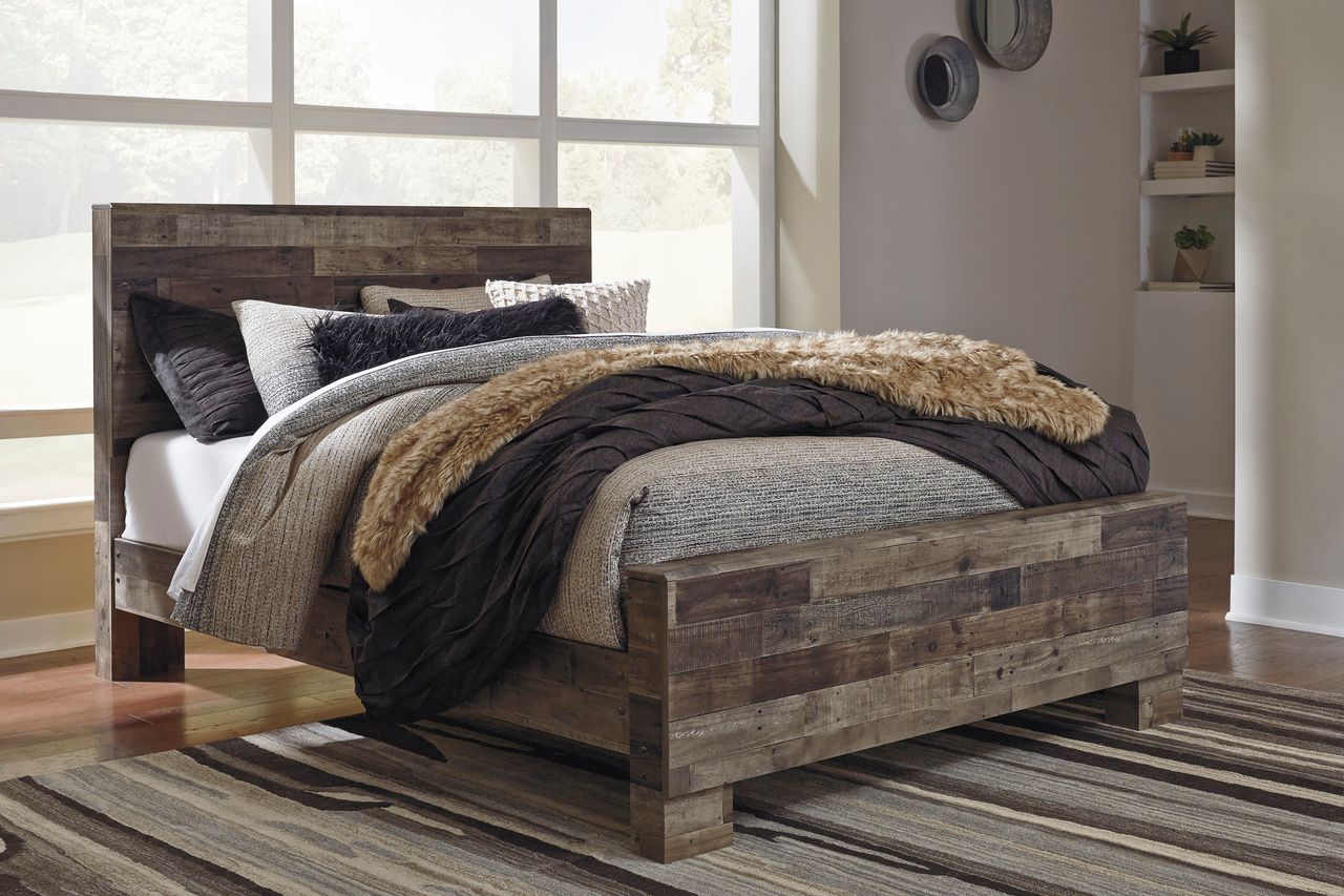 Derekson Queen Panel Headboard In Multi Gray B20057