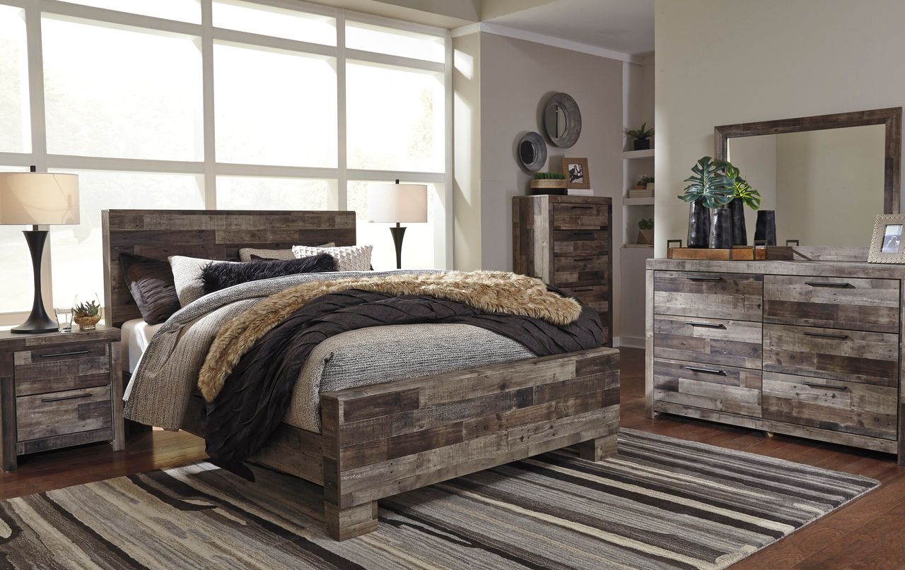 Derekson Queen Panel Headboard In Multi Gray B20057