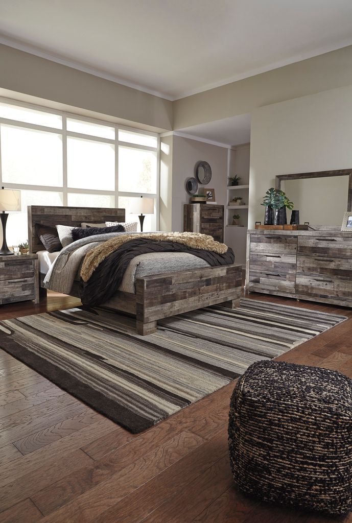 Derekson Queen Panel Headboard In Multi Gray B20057