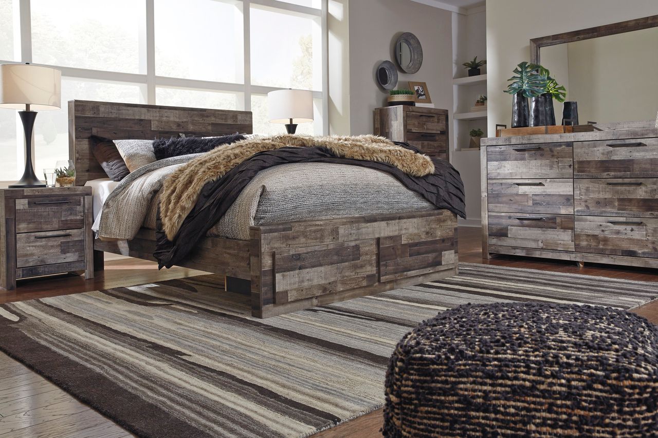 Derekson Queen Panel Headboard In Multi Gray B20057