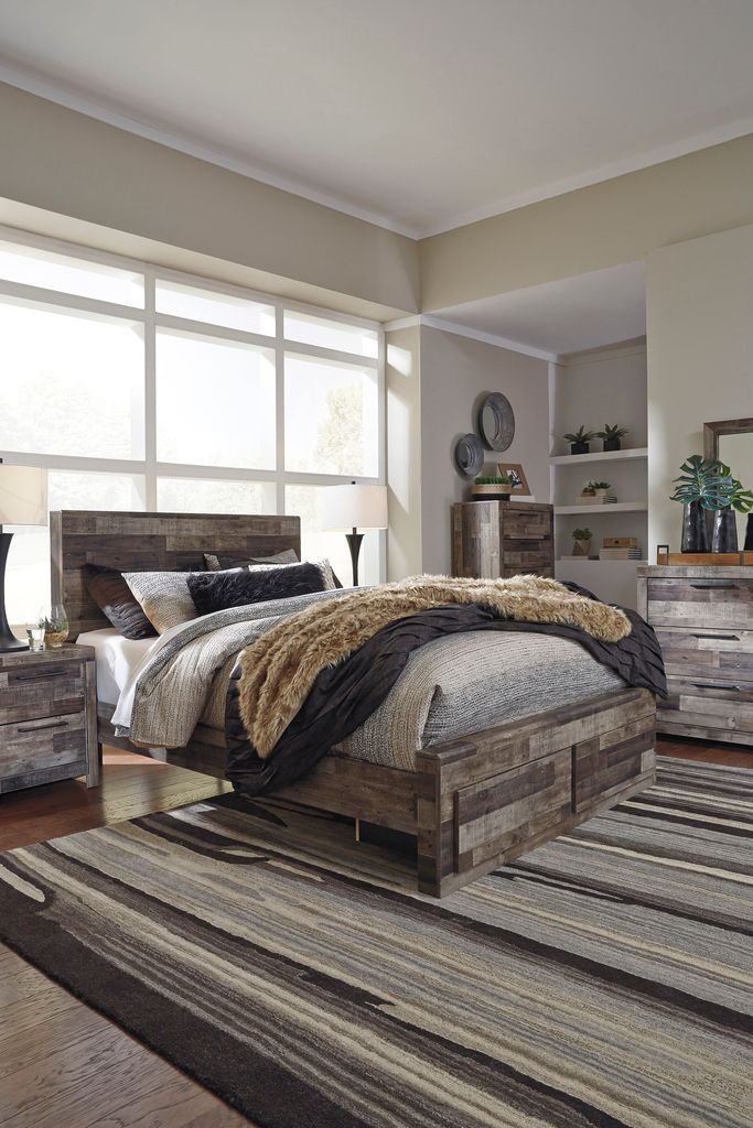 Derekson Queen Panel Headboard In Multi Gray B20057