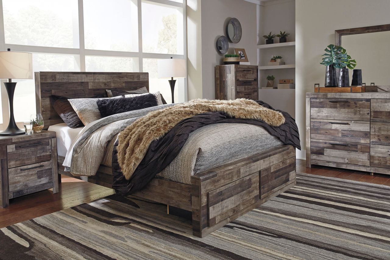 Derekson Queen Panel Headboard In Multi Gray B20057