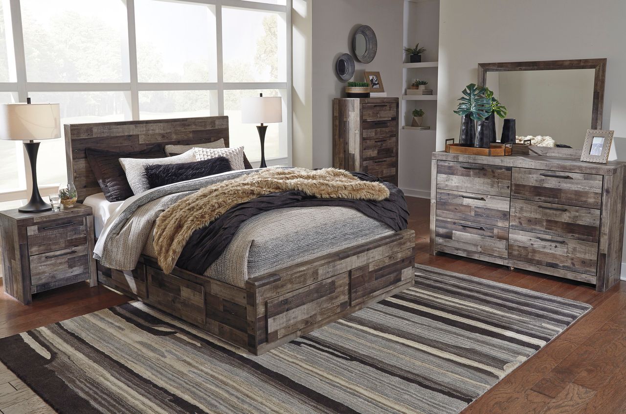 Derekson Queen Panel Headboard In Multi Gray B20057