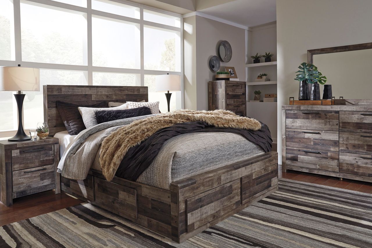 Derekson Queen Panel Headboard In Multi Gray B20057