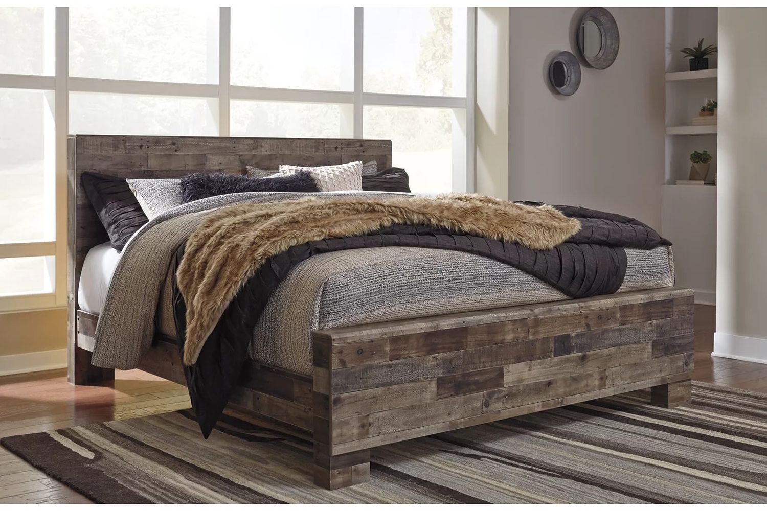 Derekson King Panel Headboard In Multi Gray B20058