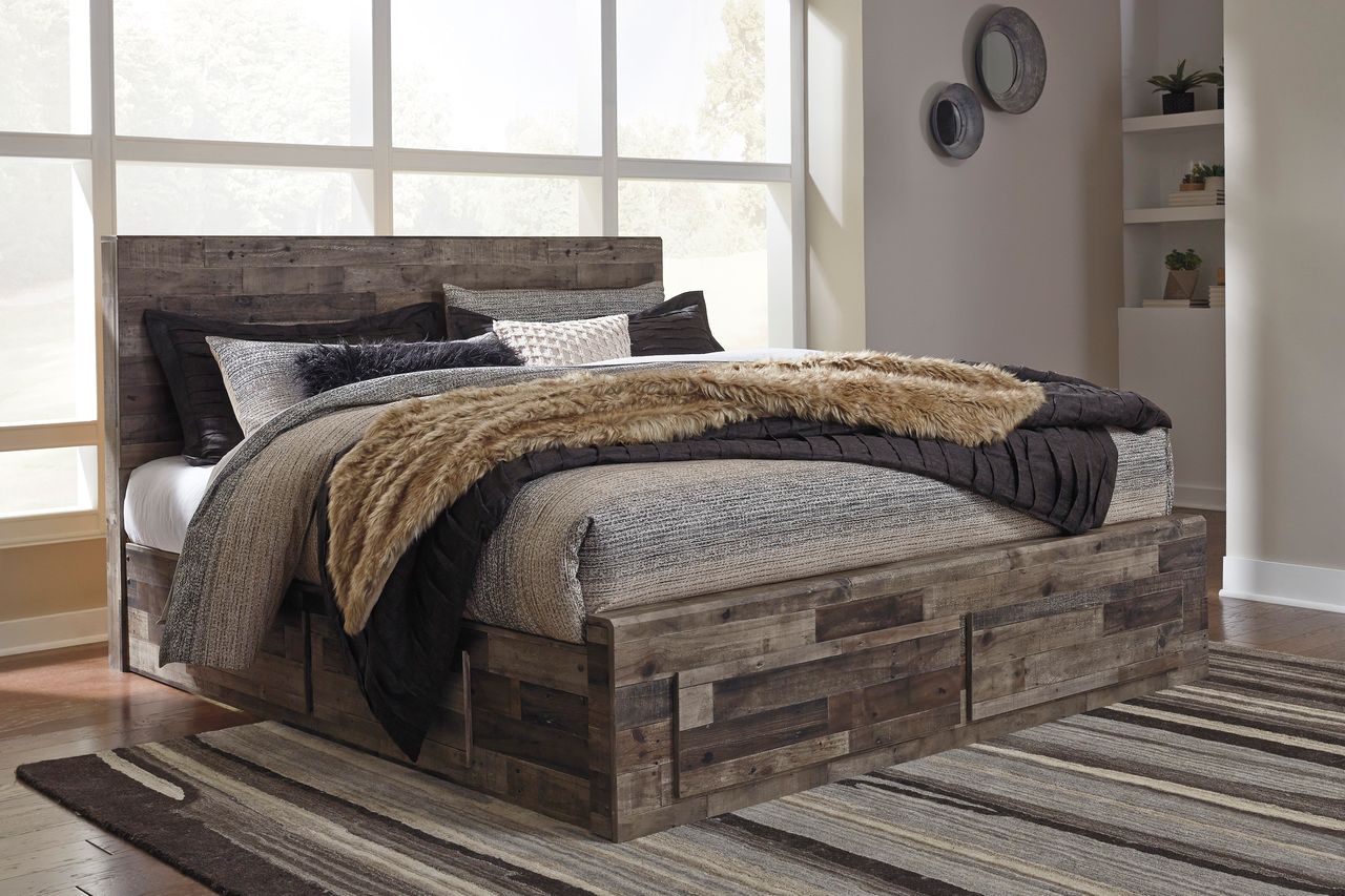 Derekson King Panel Headboard In Multi Gray B20058