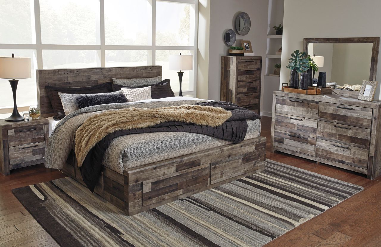 Derekson King Panel Headboard In Multi Gray B20058