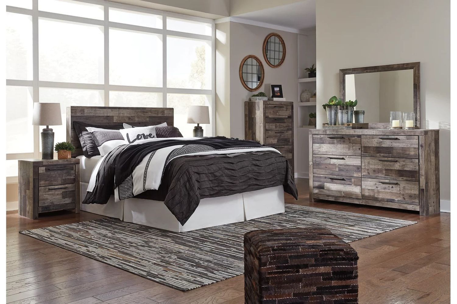 Derekson Multi Gray Two Drawer Night Stand B20092