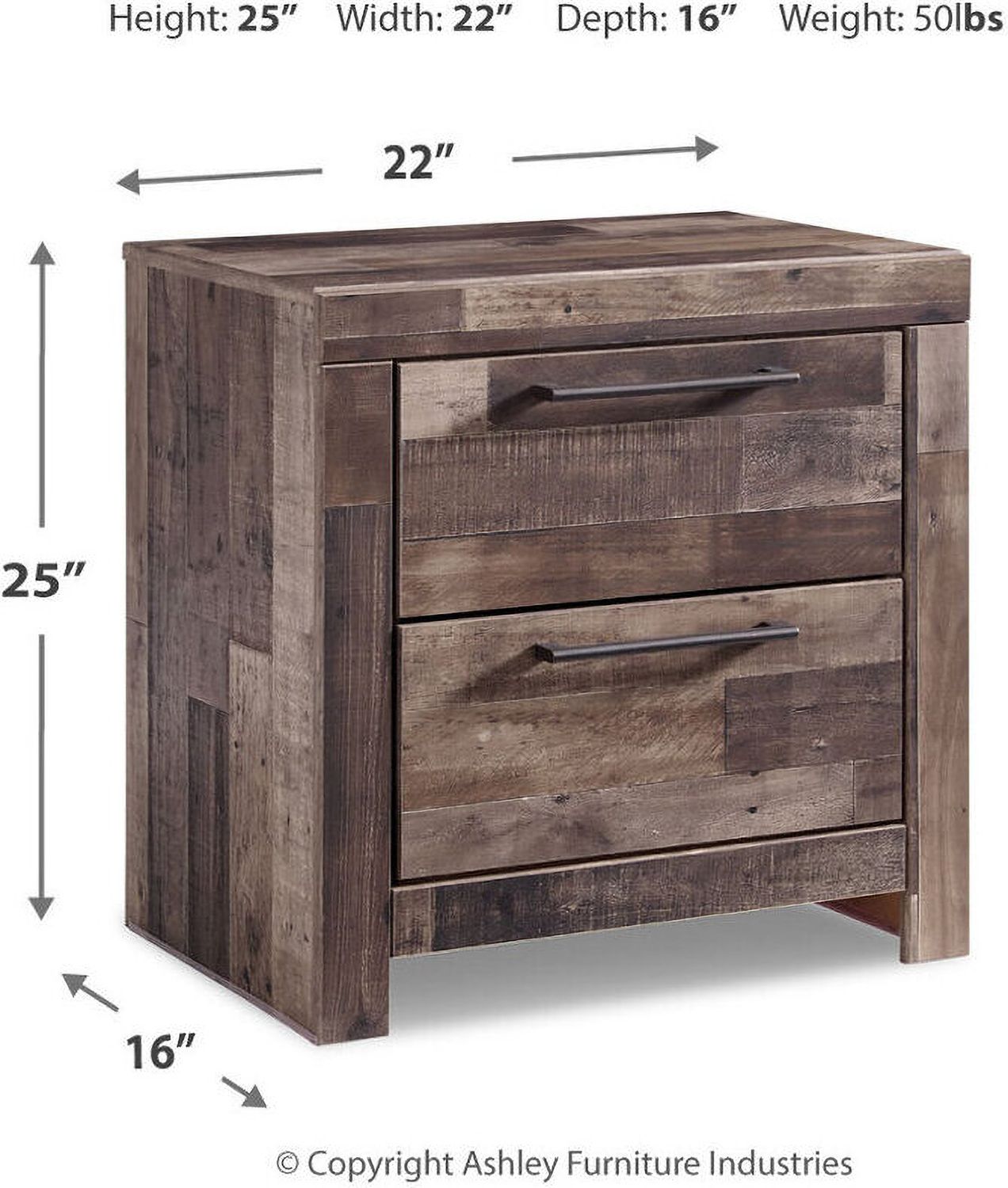 Derekson Multi Gray Two Drawer Night Stand B20092