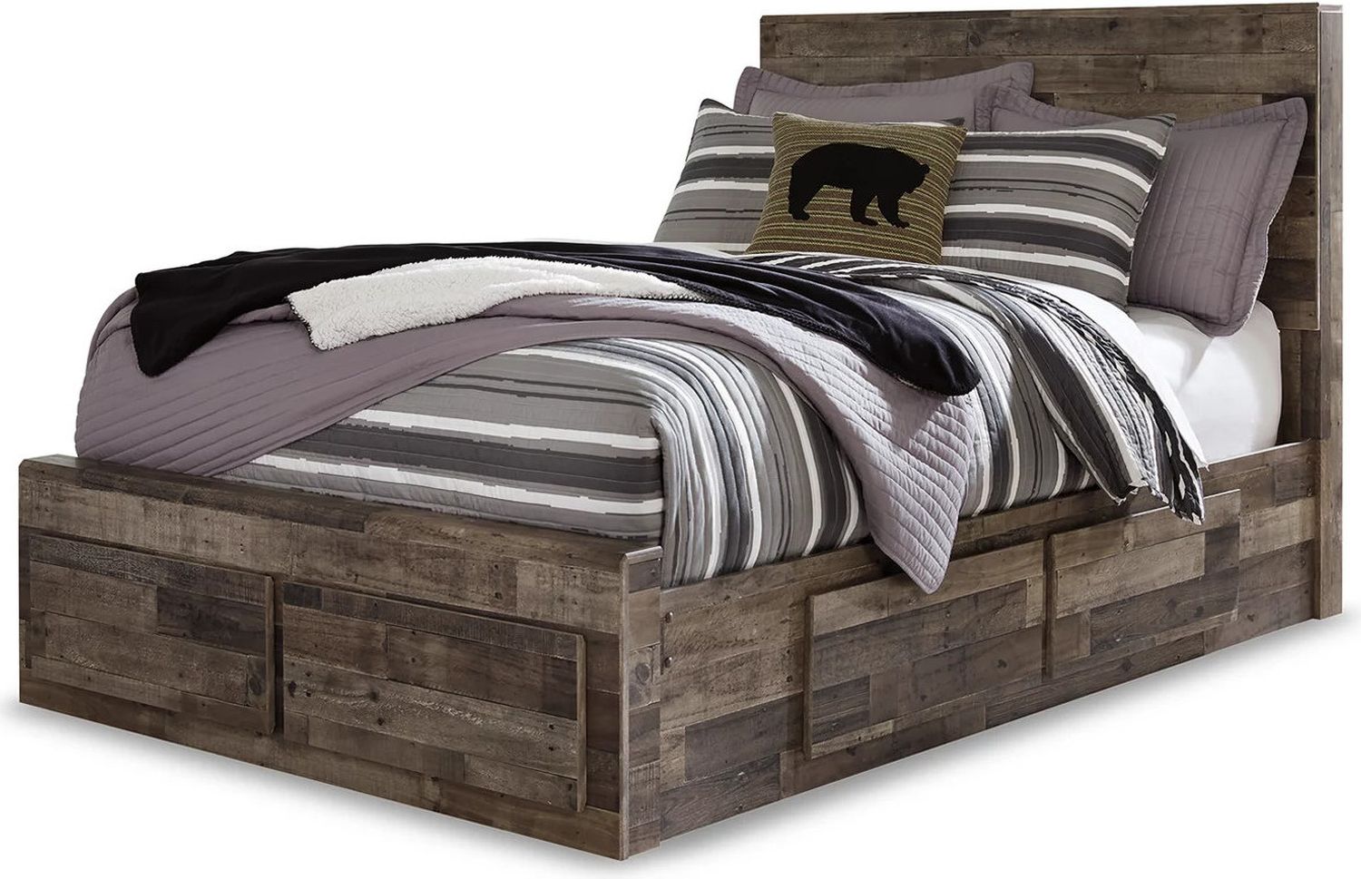 Derekson Full Panel Bed with 6 Storage Drawers In Multi Gray B200B10