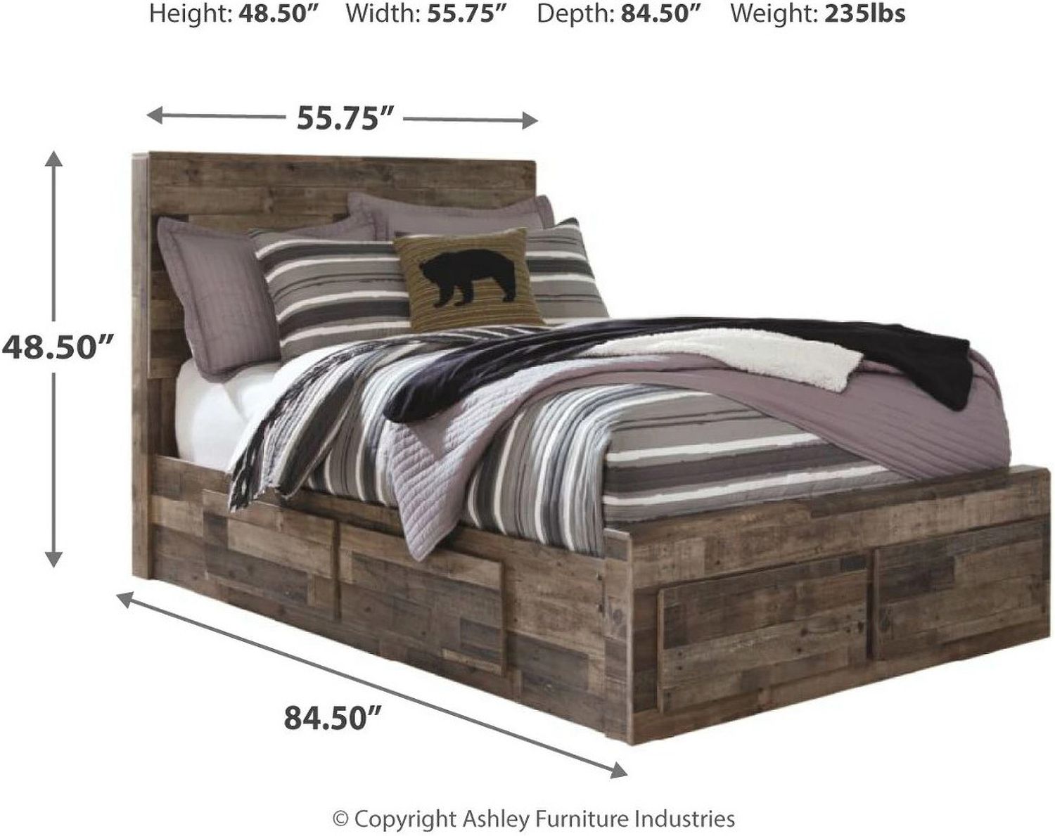 Derekson Full Panel Bed with 6 Storage Drawers In Multi Gray B200B10