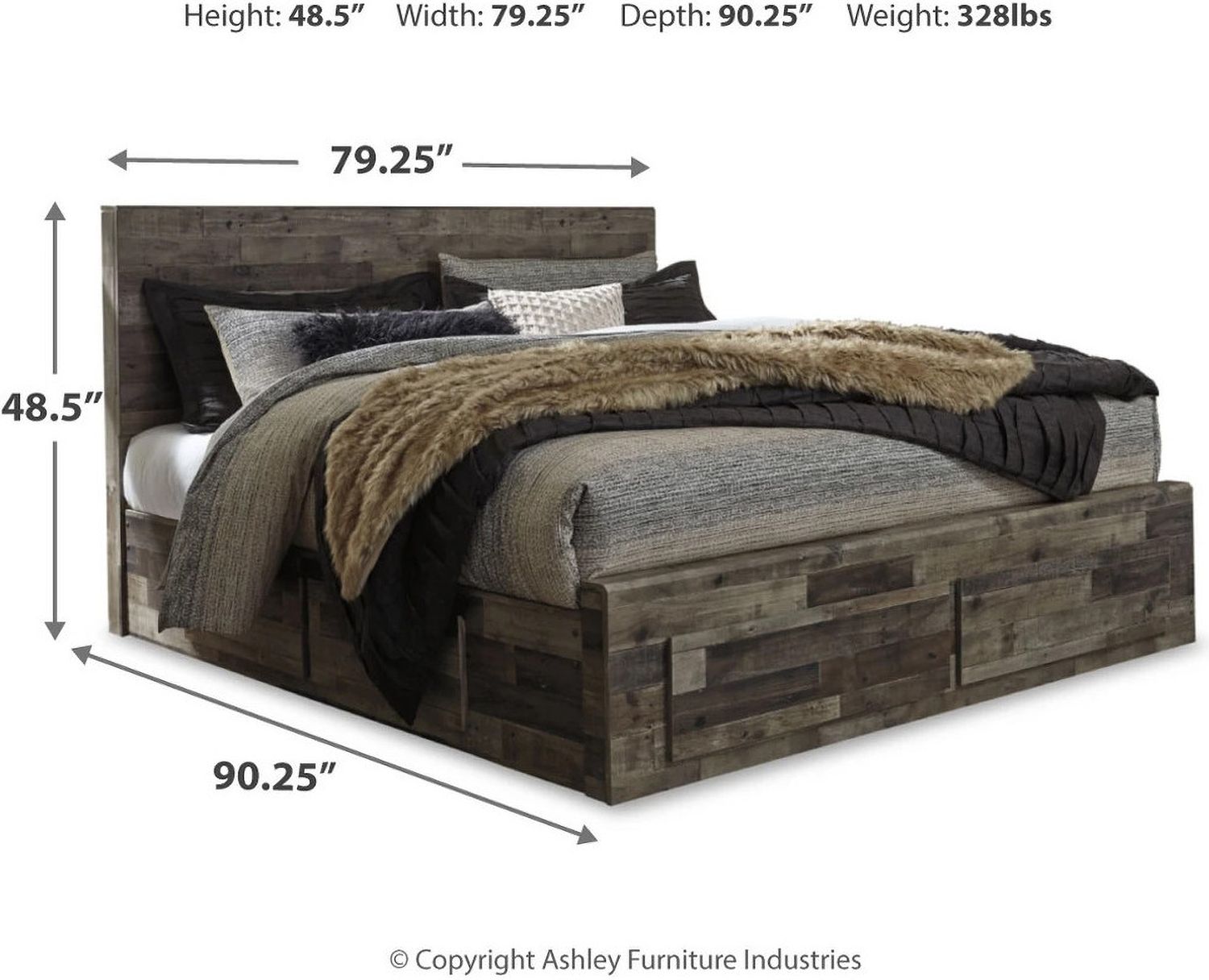 Derekson King Panel Bed with 6 Storage Drawers In Multi Gray B200B12