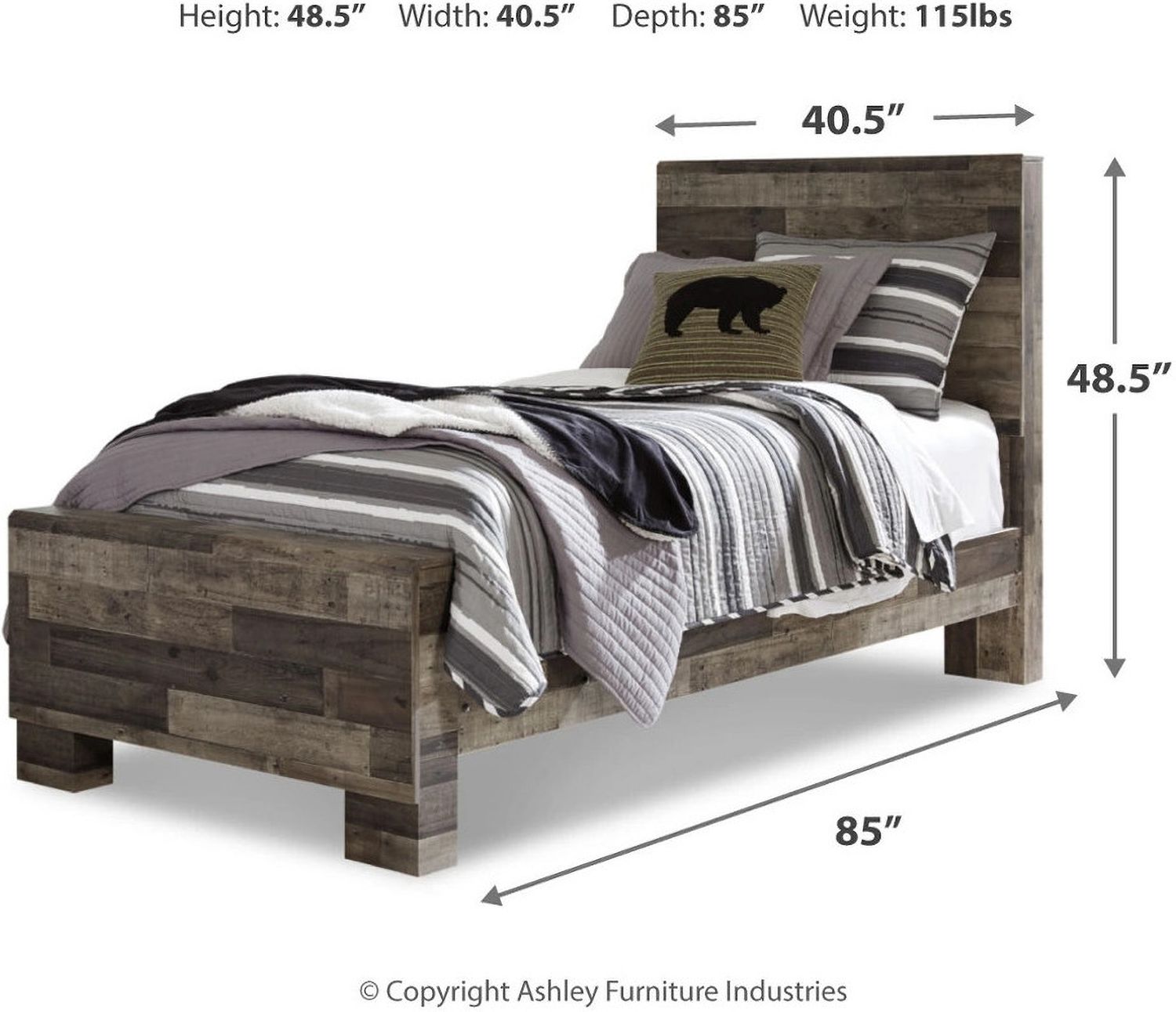 Derekson Gray Twin Panel Bed B200B2