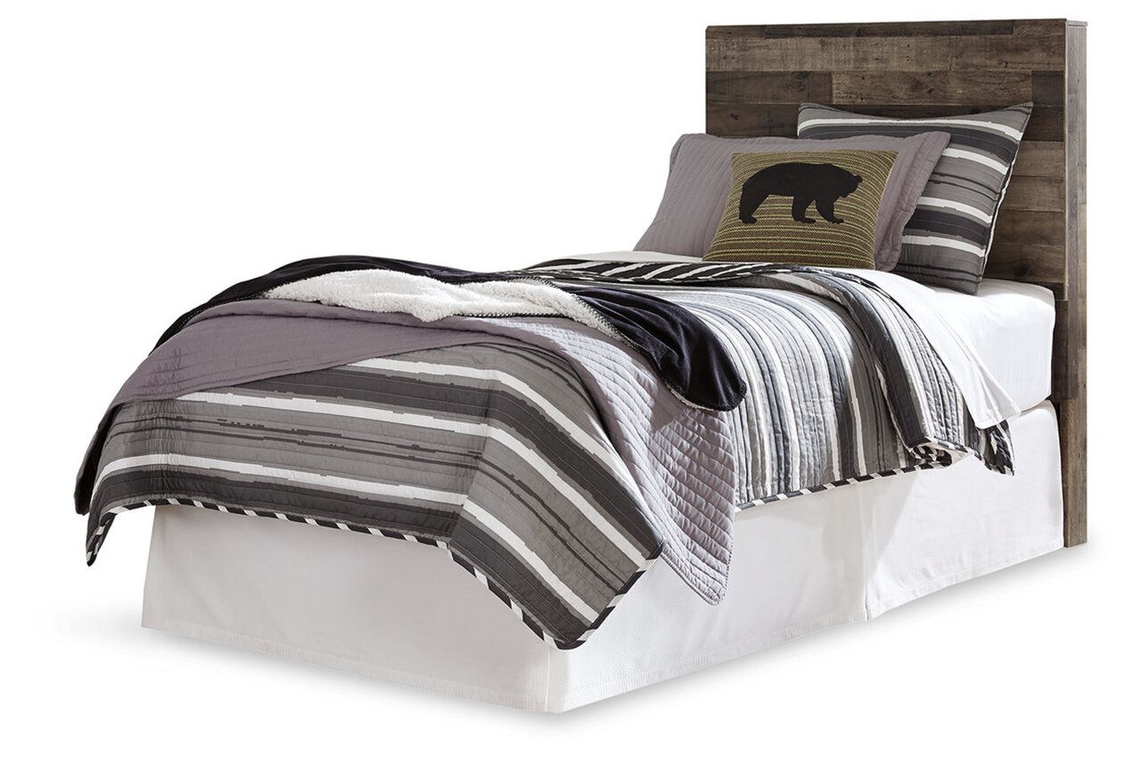 Derekson Twin Panel Bed with 2 Storage Drawers In Multi Gray B200B20