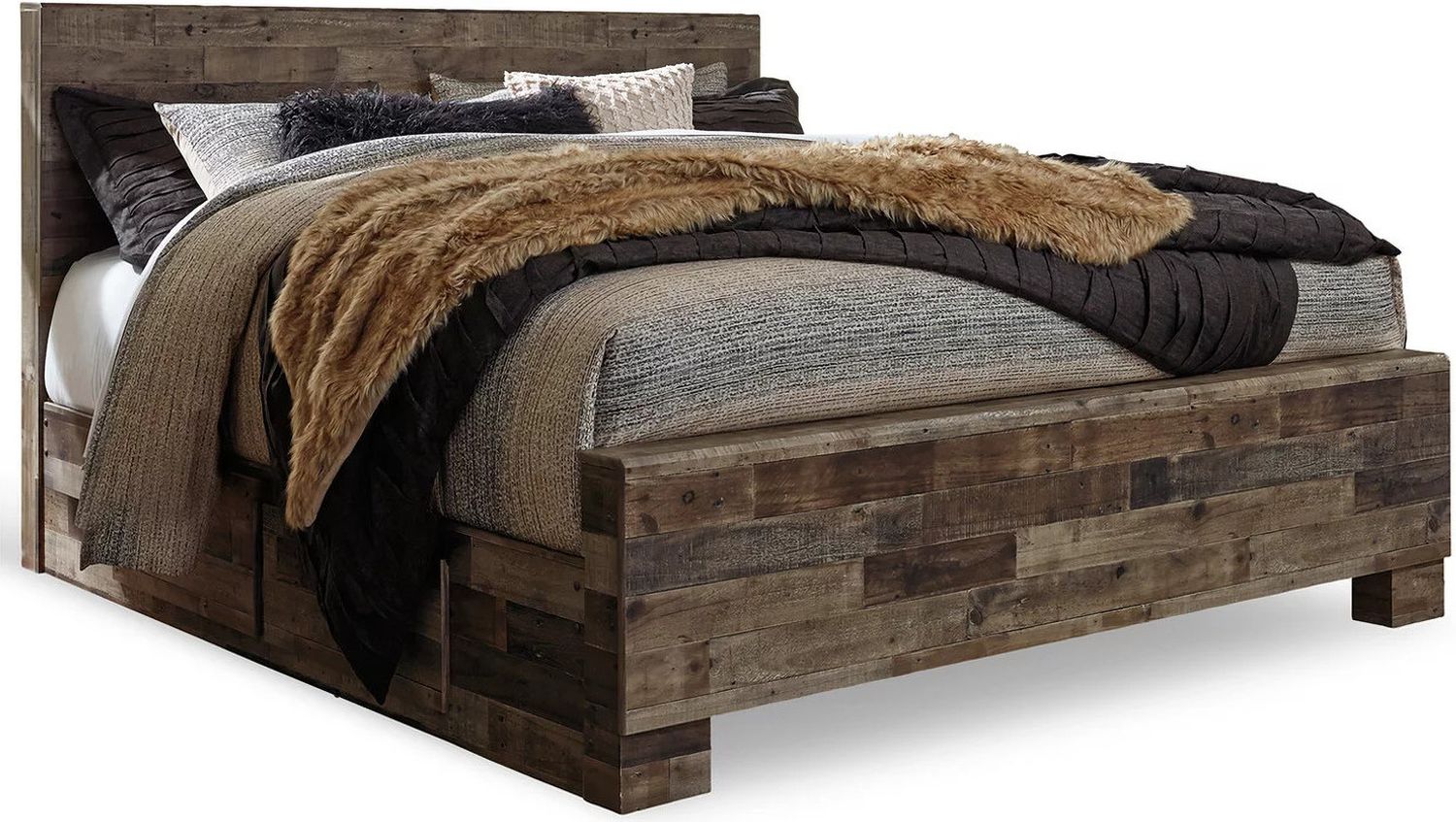 Derekson King Panel Bed with 2 Side Storage In Multi Gray B200B44
