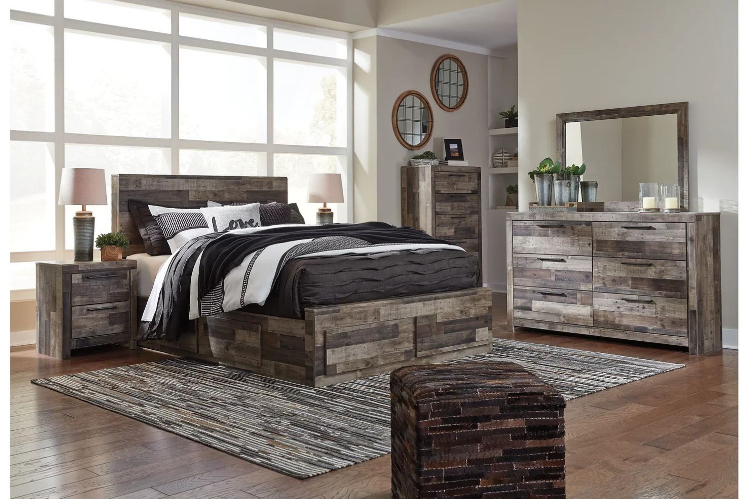 Derekson Queen Panel Bed with 6 Storage Drawers In Multi Gray B200B8