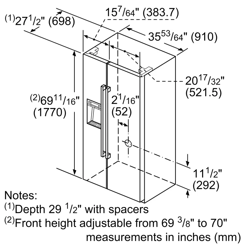 300 Series Freestanding Counter-Depth Side-by-Side Refrigerator 36" Easy clean B20CS30SNS
