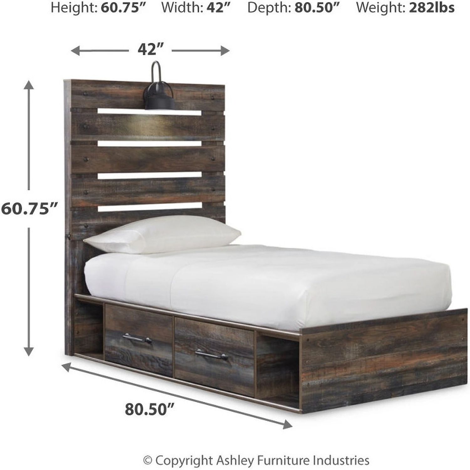 Drystan Multi Twin Panel Bed with Two Underbed Storage B211B11