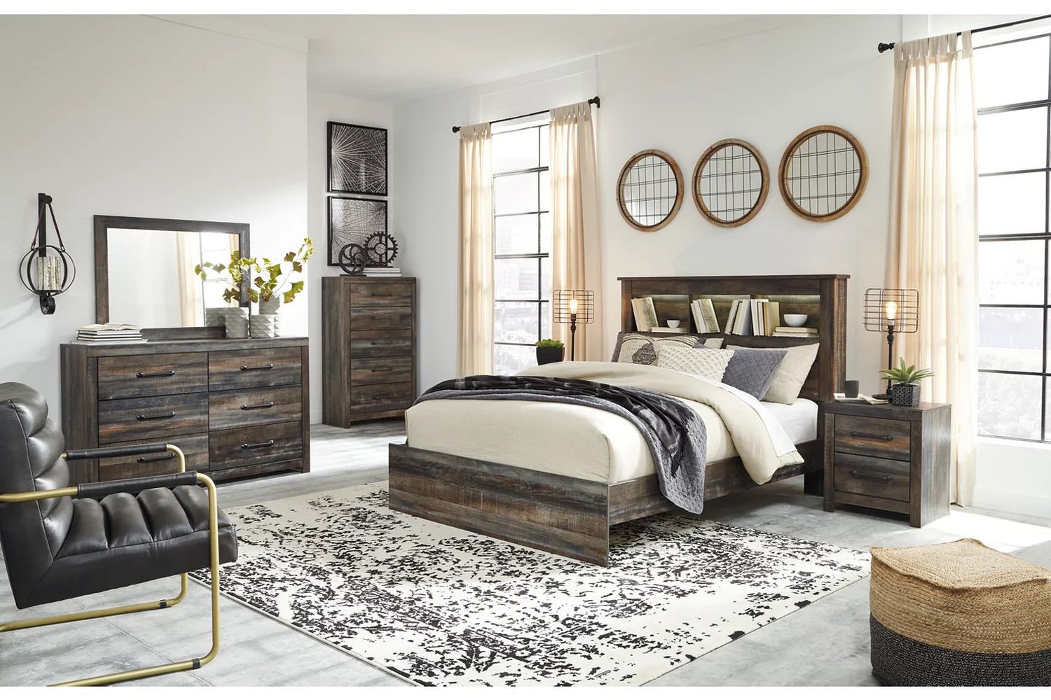 Drystan Multi Queen Bookcase Panel Bed B211B16