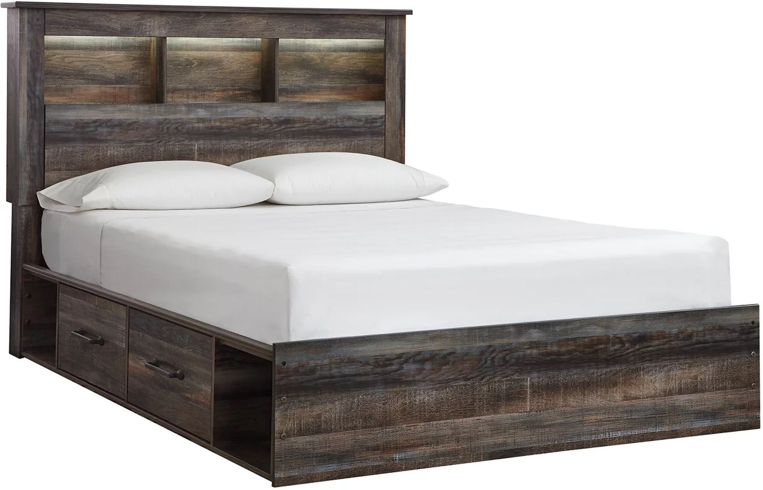Drystan Multi Queen Bookcase Panel Bed with Side Storage B211B17