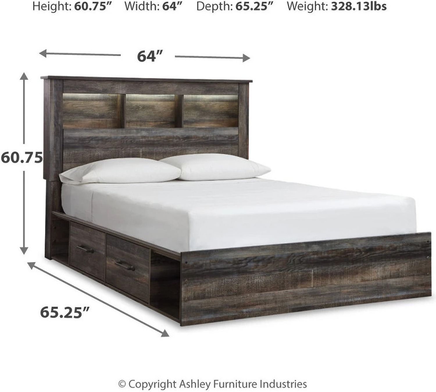 Drystan Multi Queen Bookcase Panel Bed with Two Underbed Storage B211B18
