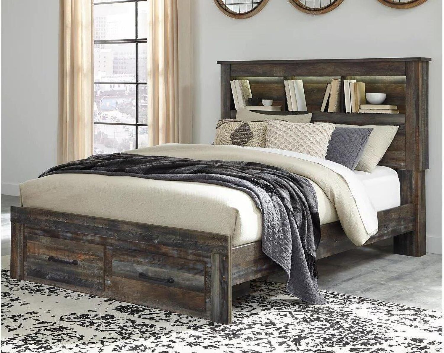 Drystan Multi Queen Bookcase Storage Bed B211B23