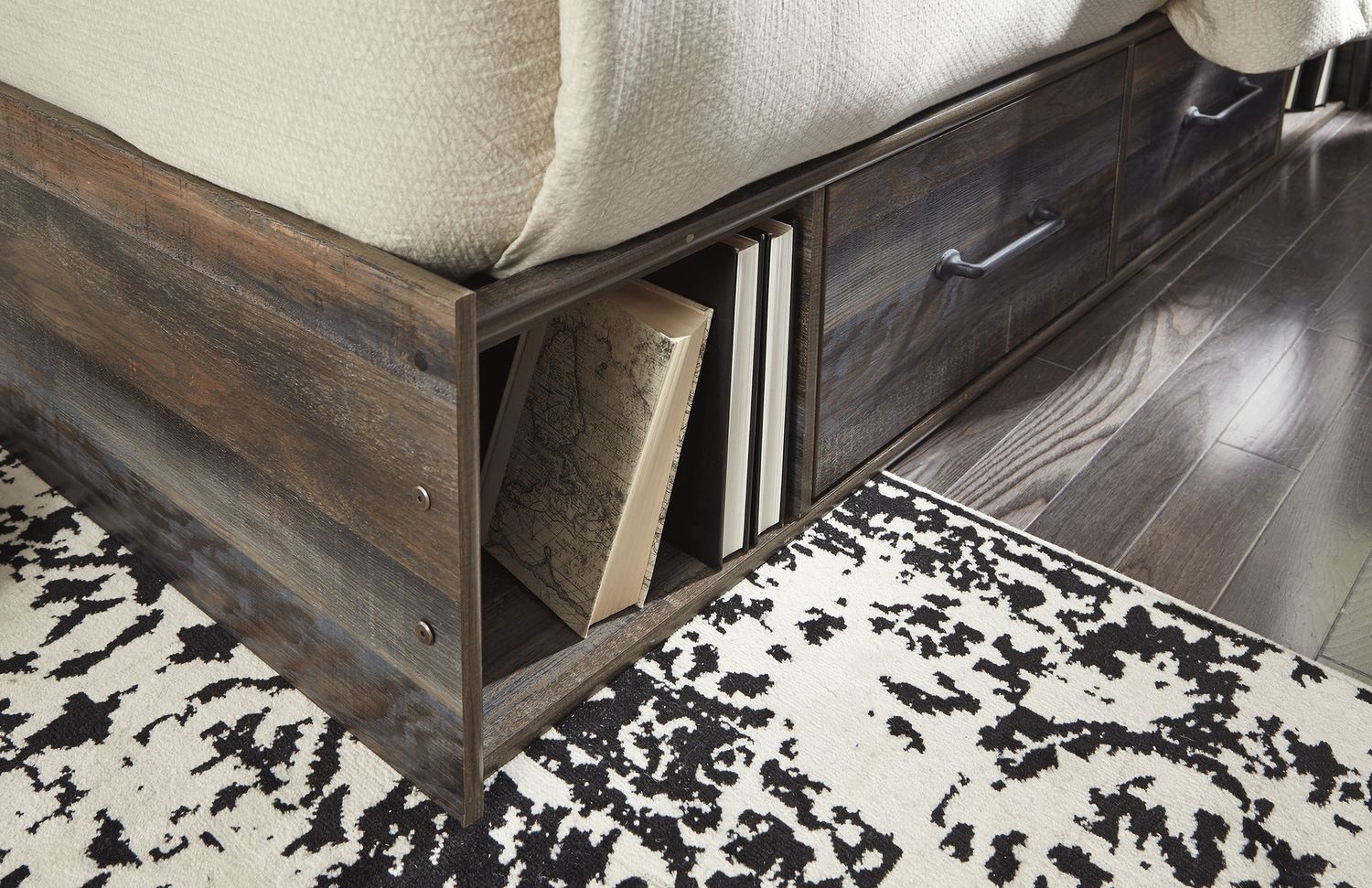 Drystan Multi Full Bookcase Panel Bed with Side Storage B211B44