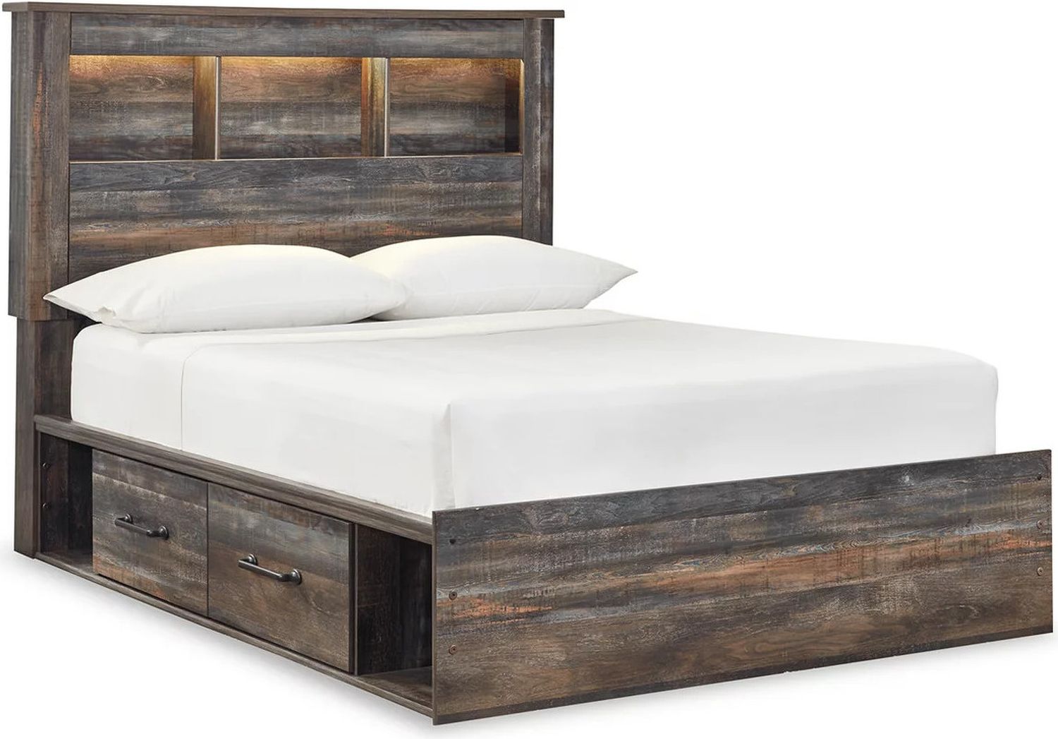 Drystan Multi Full Bookcase Panel Bed with Two Underbed Storage B211B45