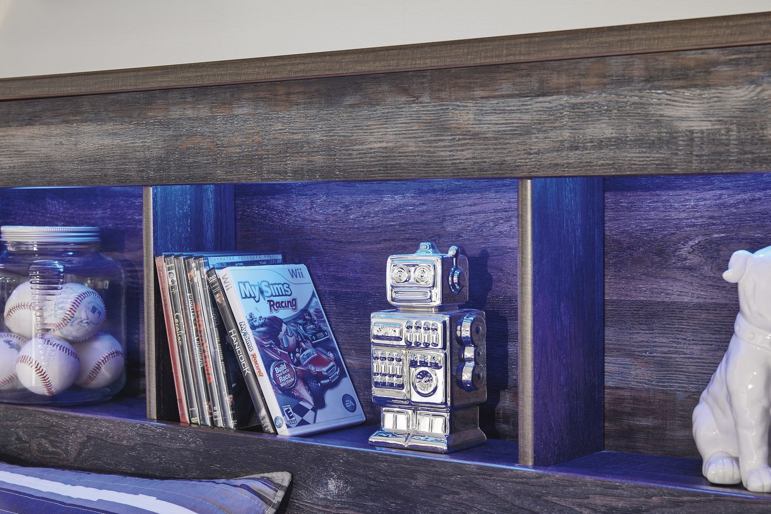 Drystan Multi Full Bookcase Panel Bed with Two Underbed Storage B211B45