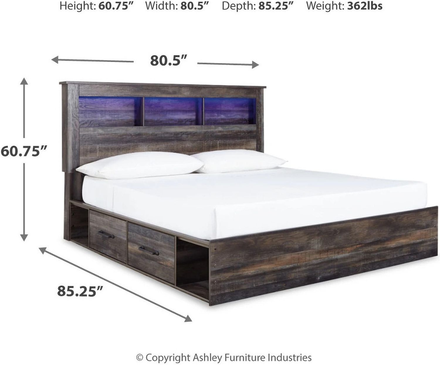 Drystan Multi King Bookcase Panel Bed with Two Underbed Storage B211B52