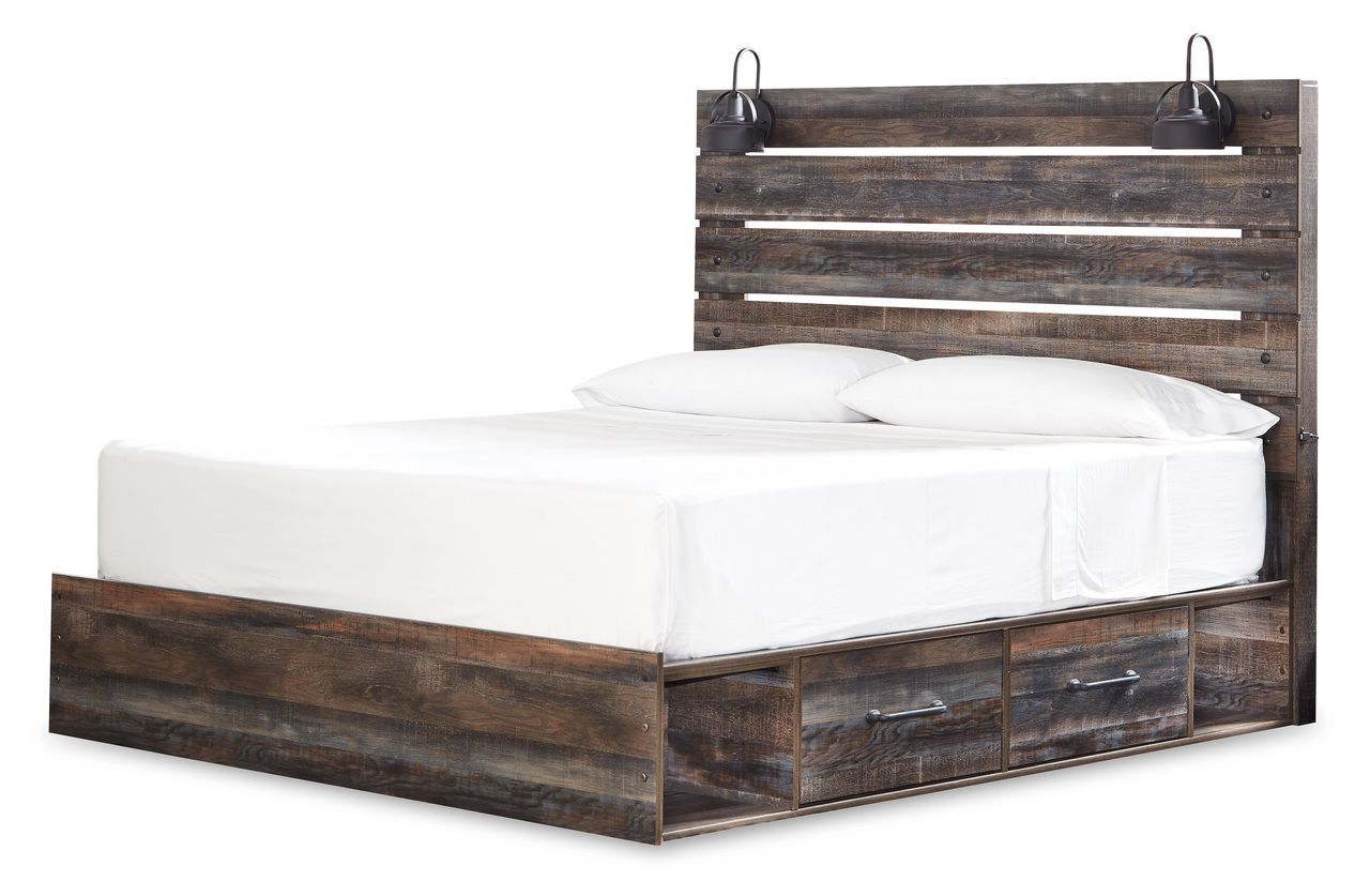 Drystan Multi King Bookcase Panel Bed with Two Underbed Storage B211B52