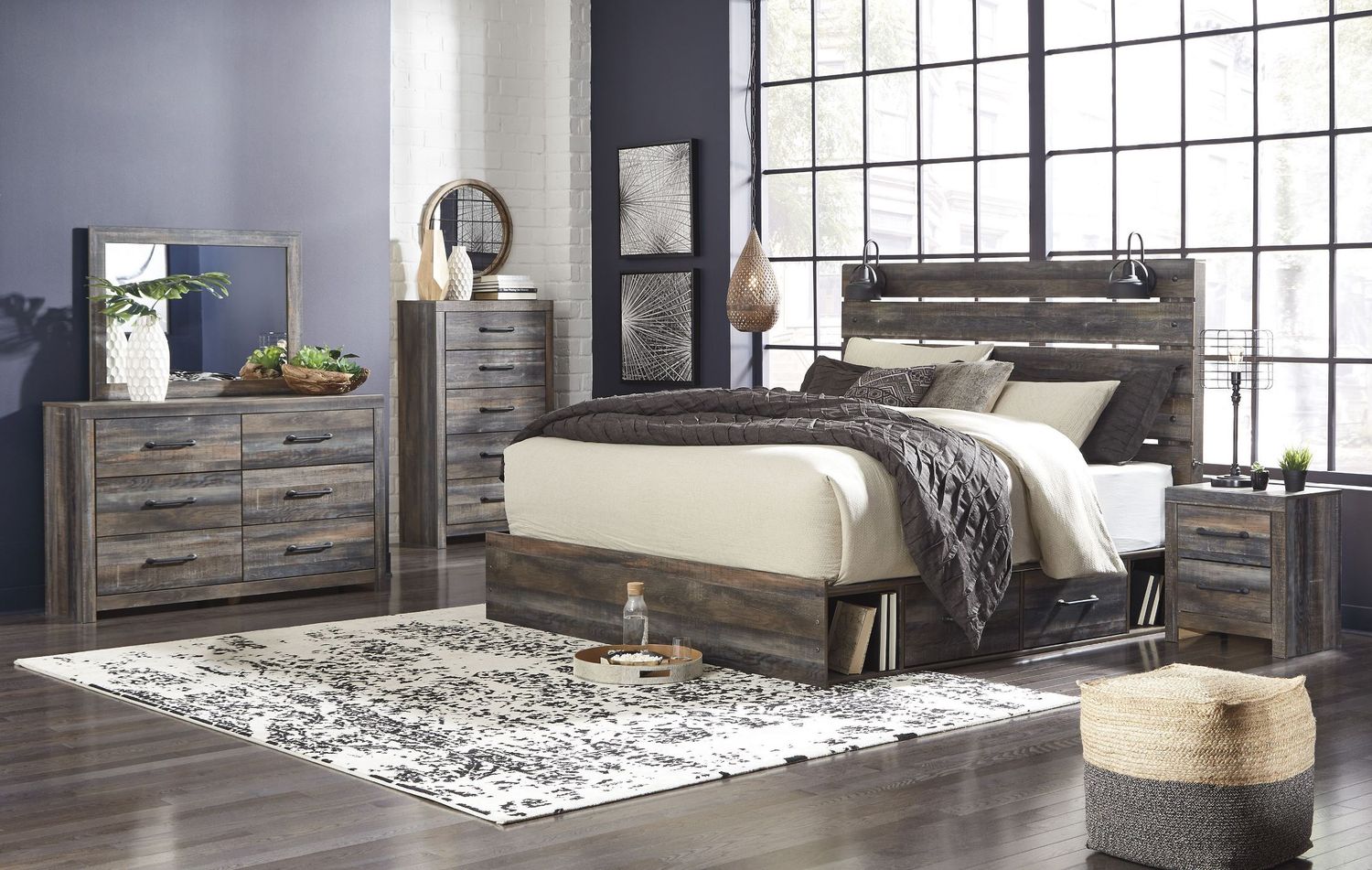 Drystan Multi King Panel Bed with Two Underbed Storage B211B54