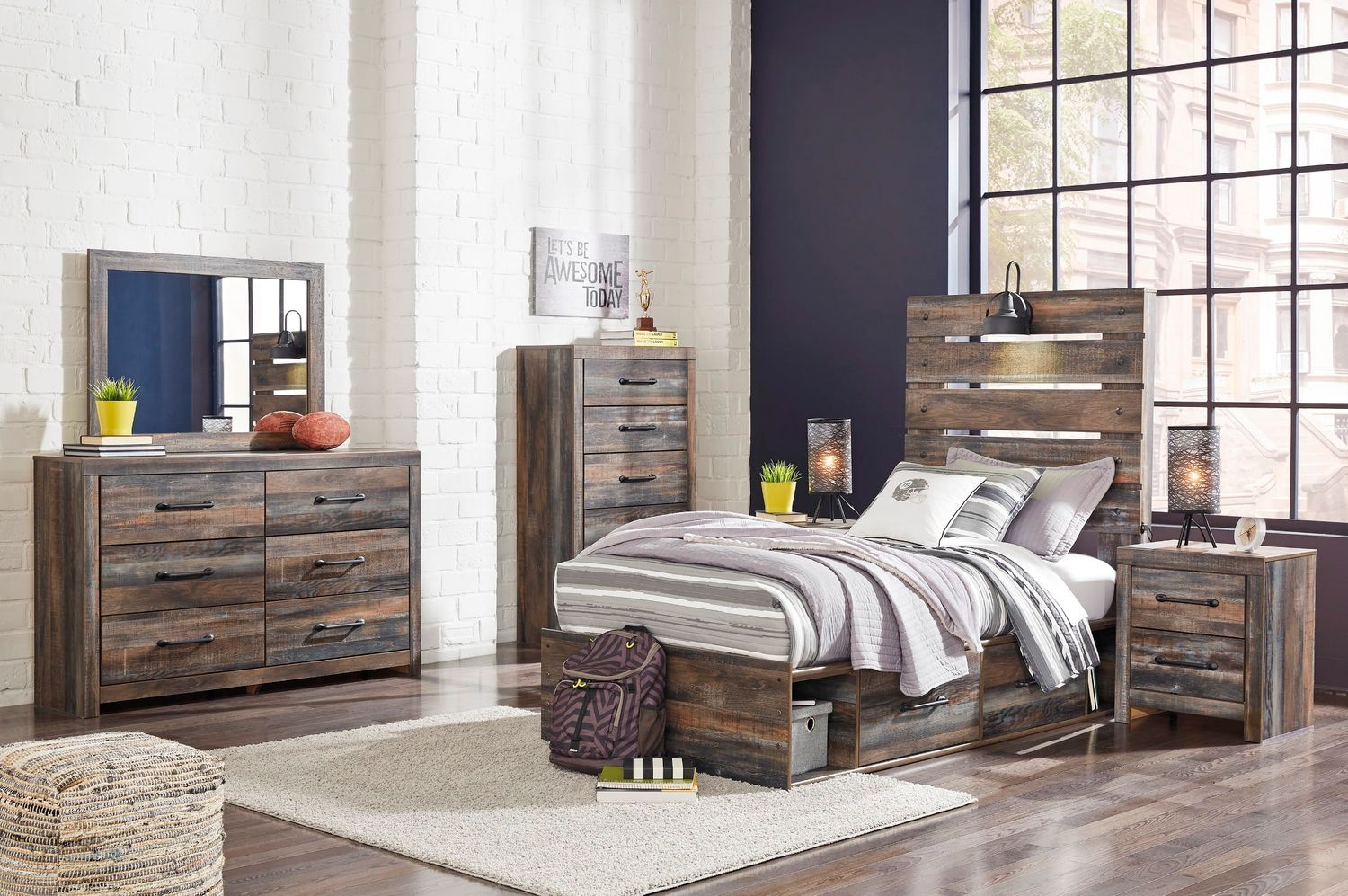 Drystan Multi Twin Panel Bed with Underbed Storage B211B8