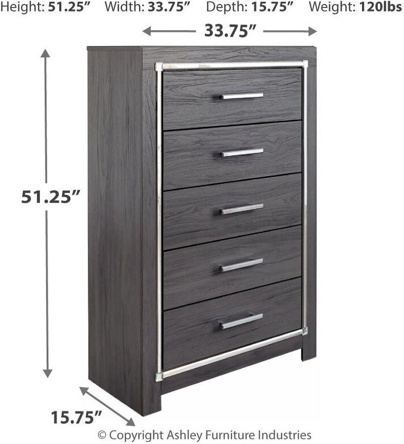 Lodanna Gray 5 Drawer Chest B21446