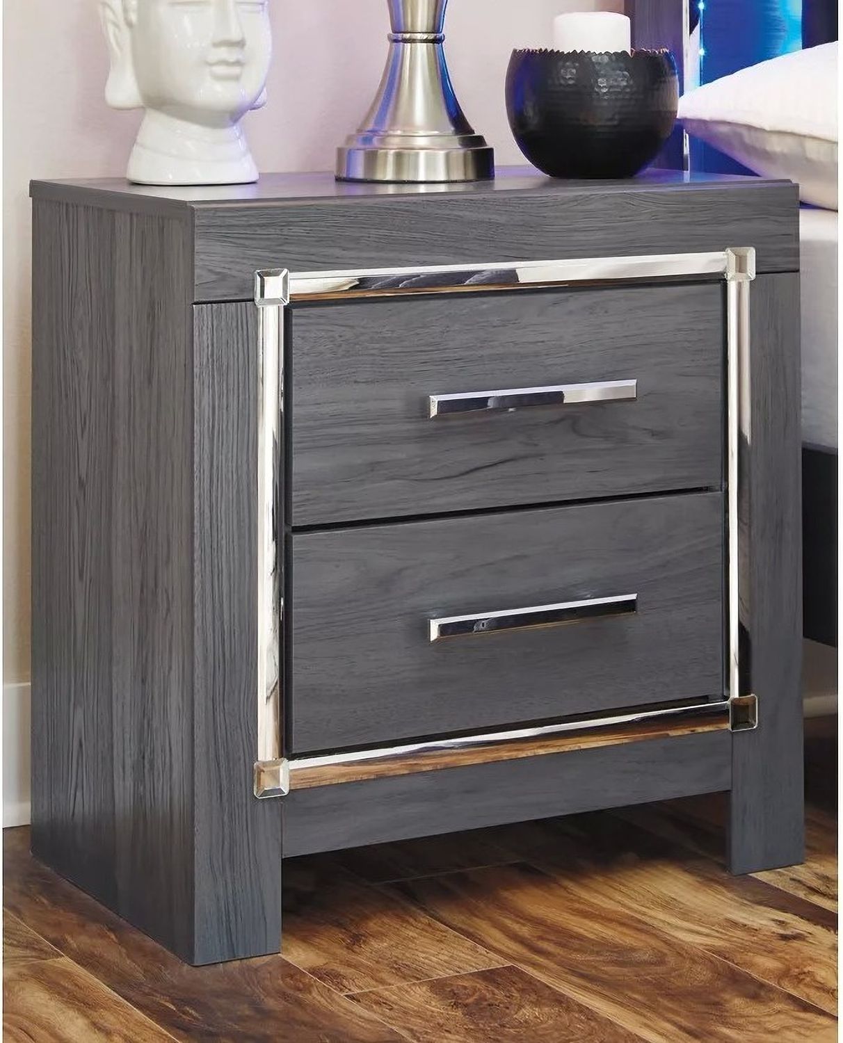 Lodanna Gray Two Drawer Nightstand B21492