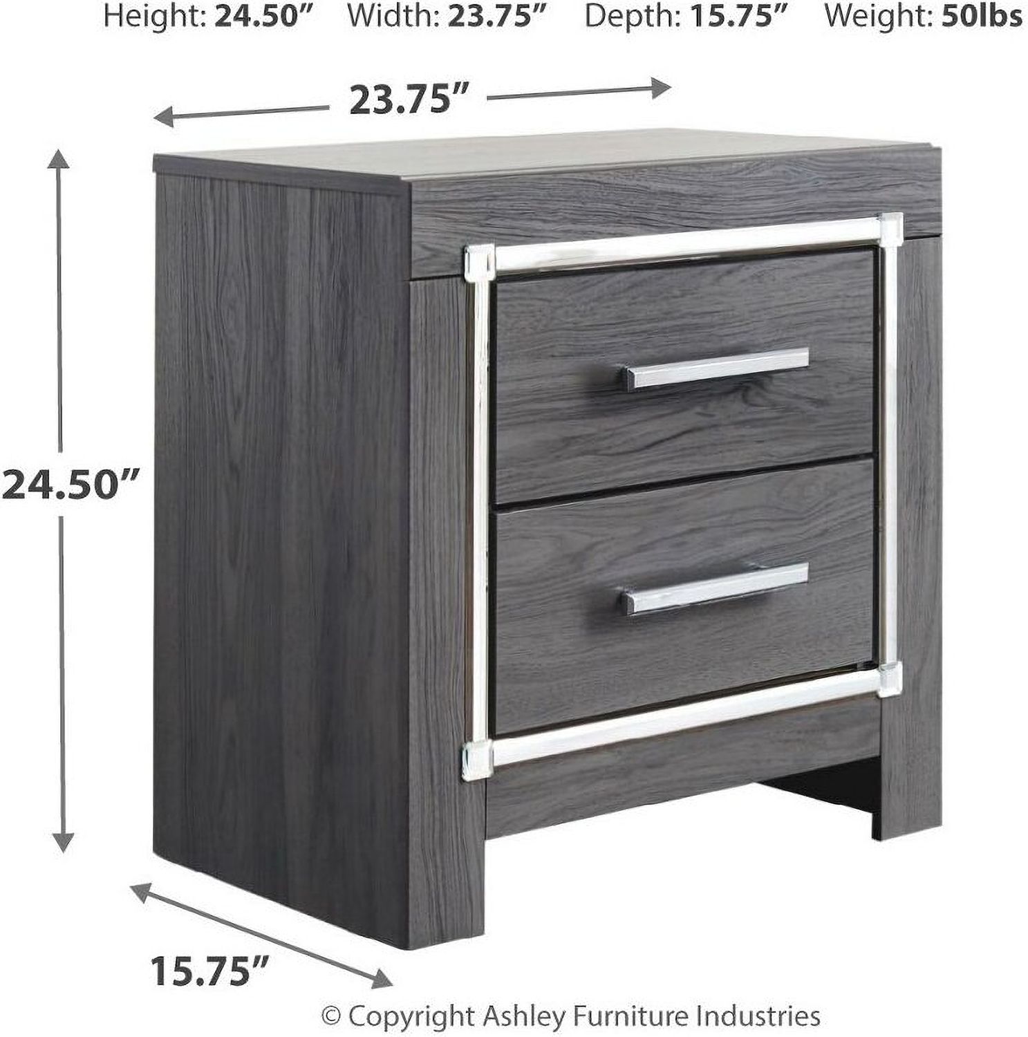 Lodanna Gray Two Drawer Nightstand B21492