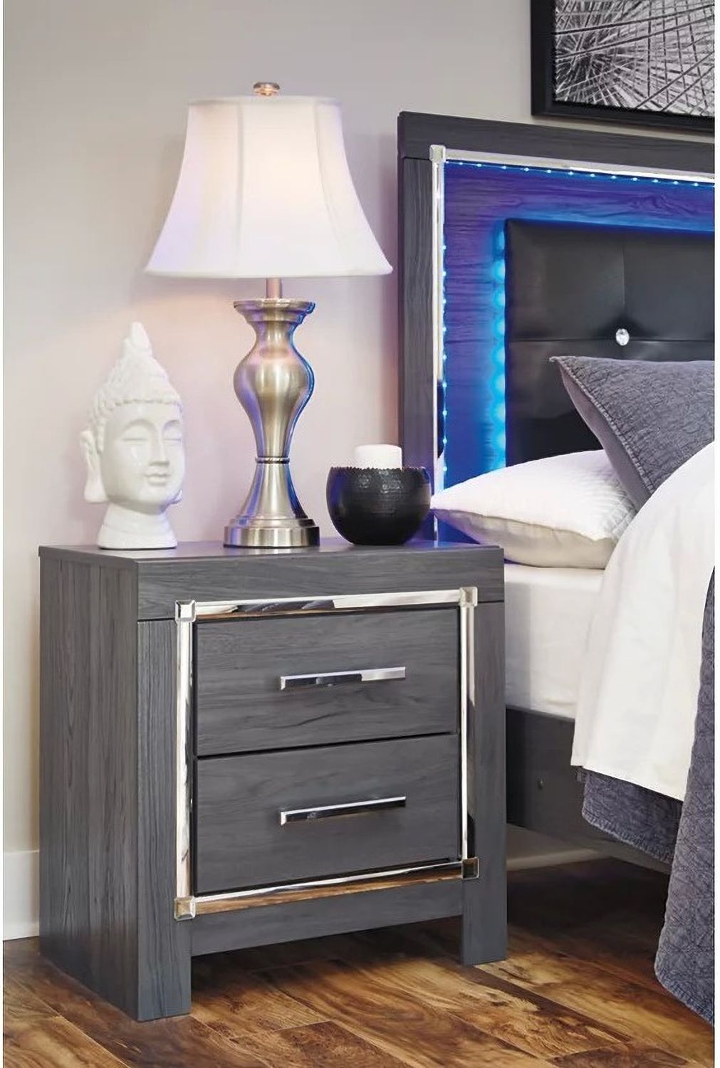 Lodanna Gray Two Drawer Nightstand B21492