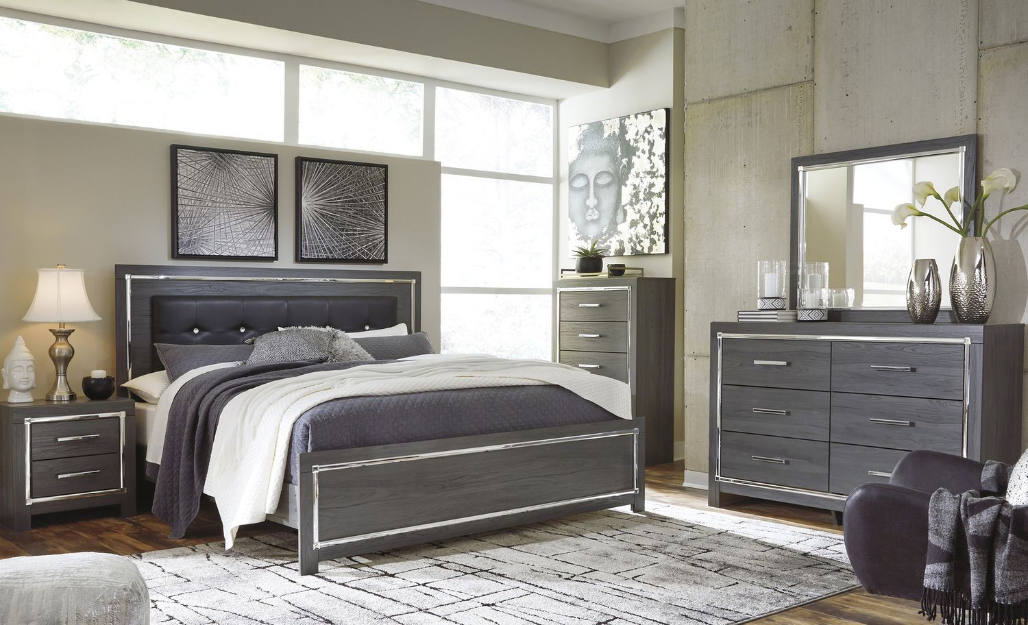 Lodanna Gray Two Drawer Nightstand B21492