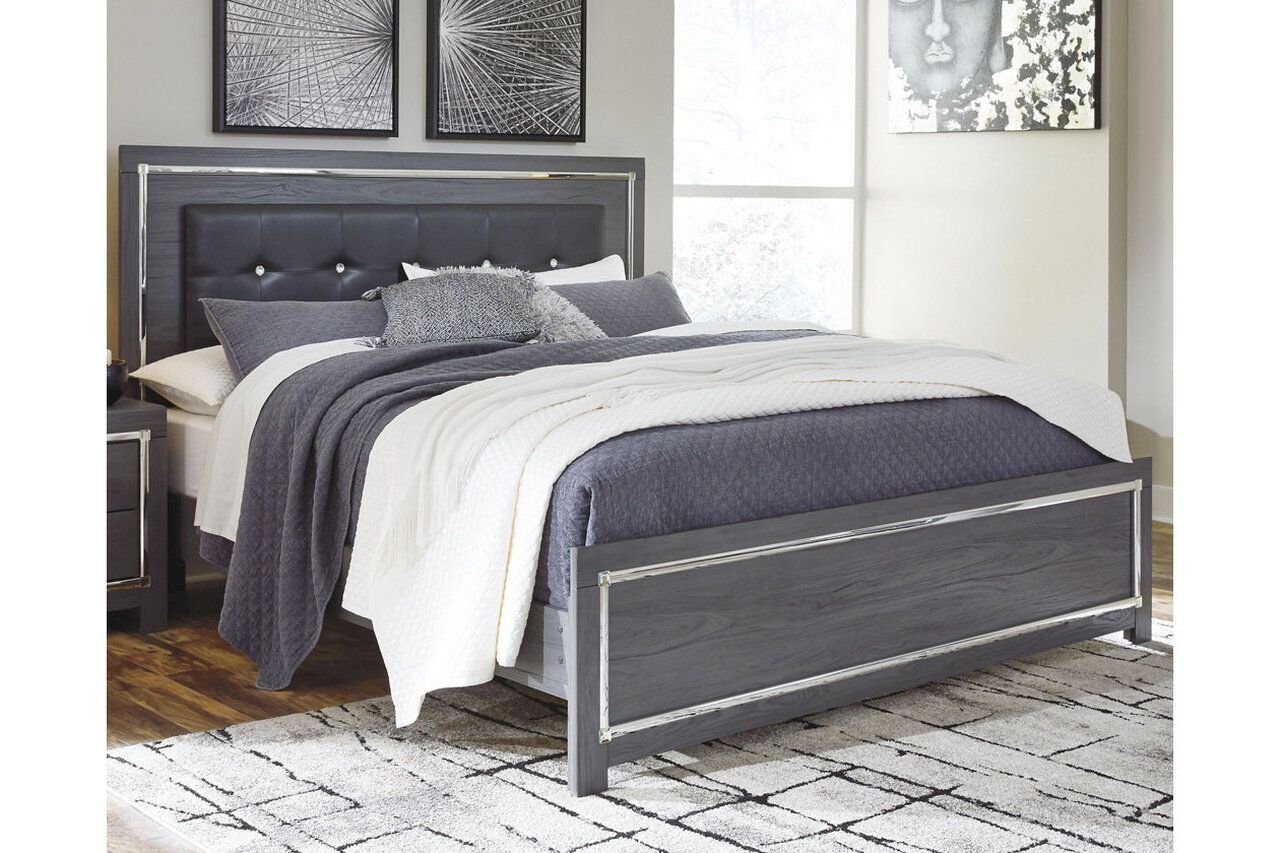 Lodanna Gray King Upholstered Panel Bed B214B10