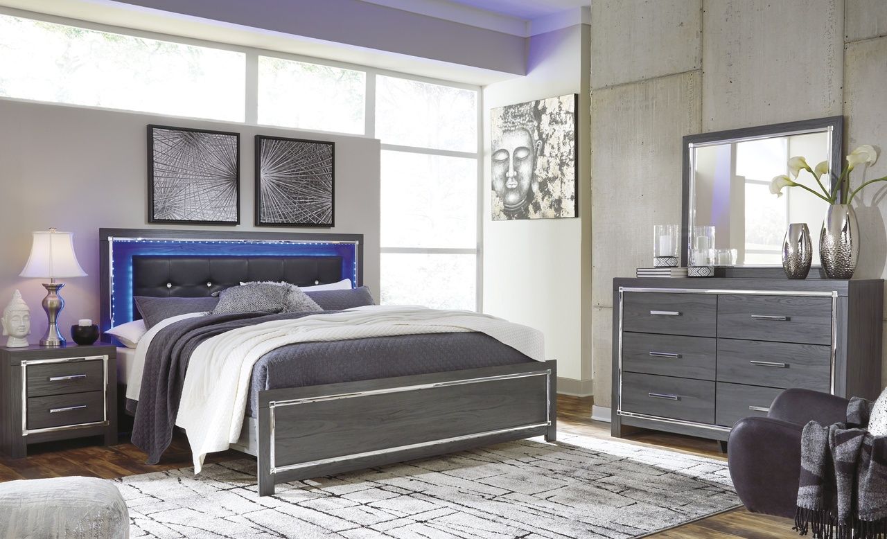 Lodanna Gray King Upholstered Panel Bed B214B10