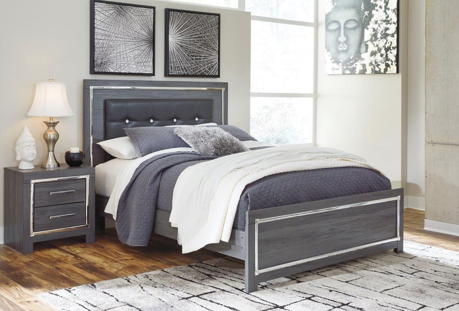 Lodanna Gray Queen Panel Upholstered Bed B214B14
