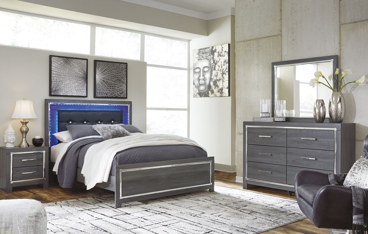 Lodanna Gray Queen Panel Upholstered Bed B214B14
