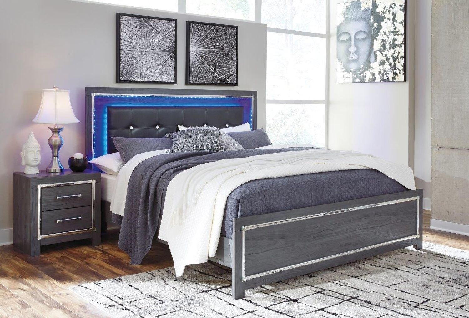 Lodanna Gray King Panel Upholstered Bed B214B15