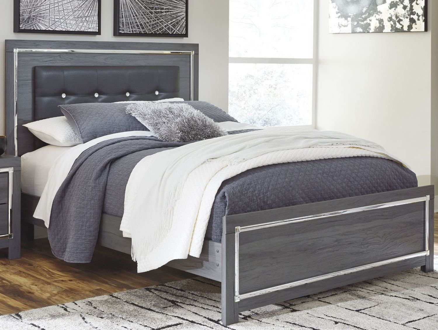 Lodanna Gray Full Upholstered Panel Bed B214B4